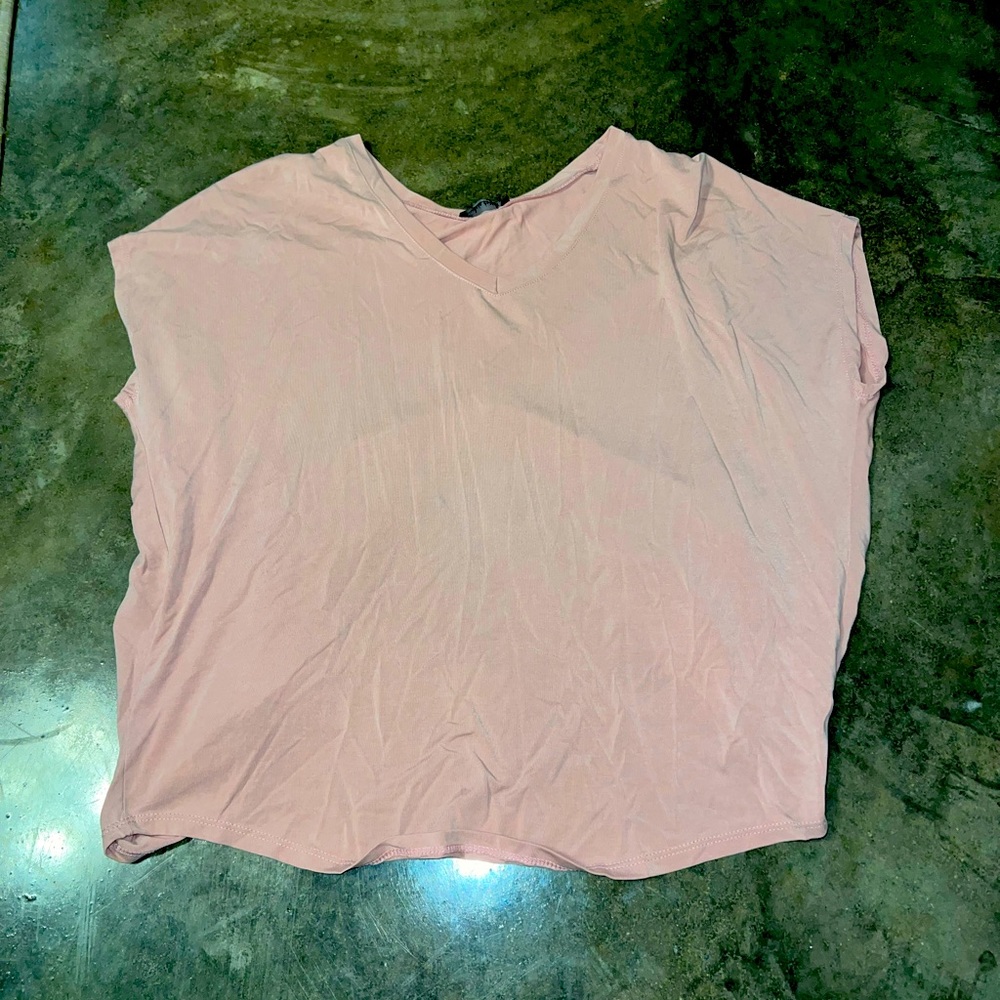 Light pink open back T-shirt